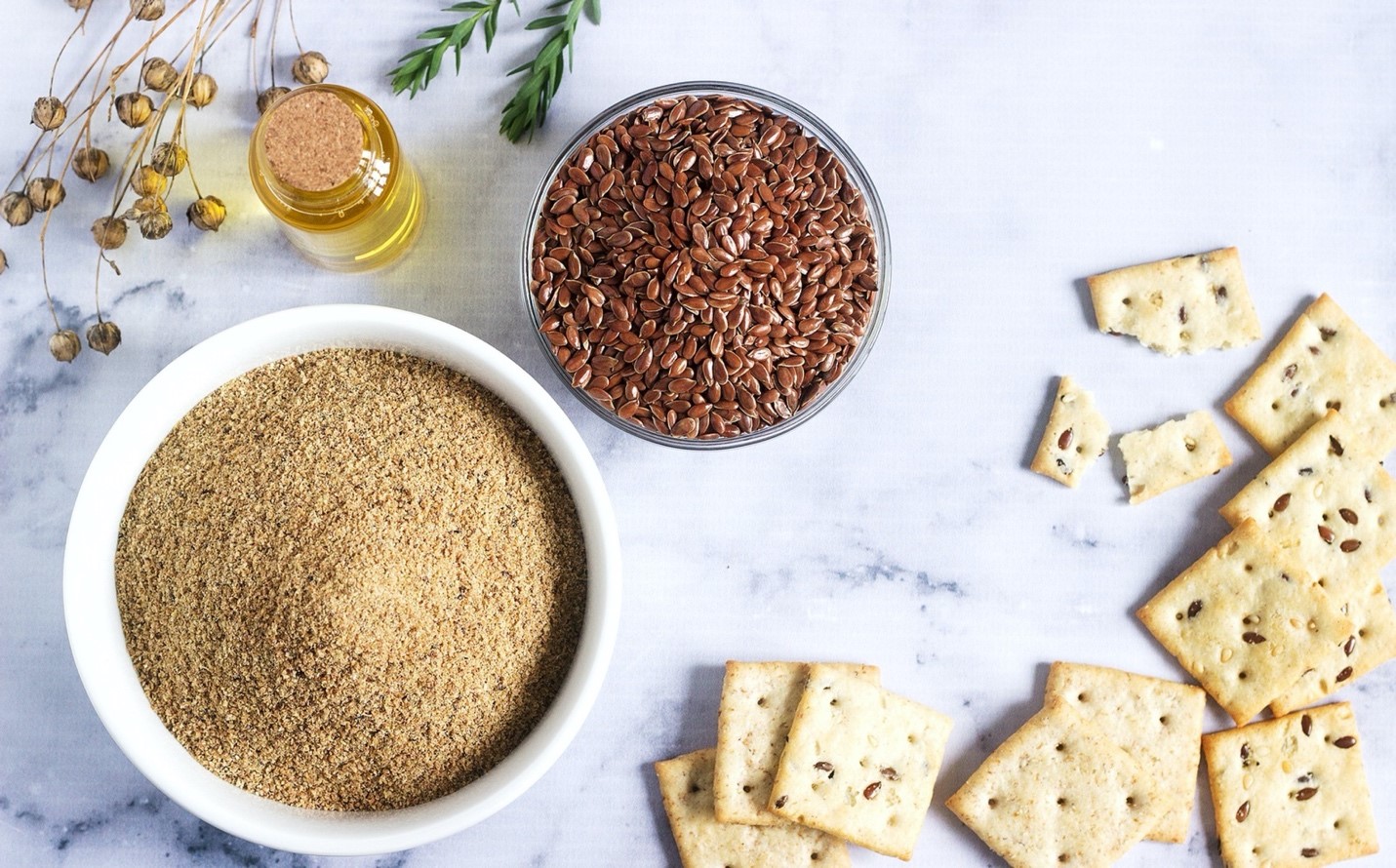 bowl of grains and crackers