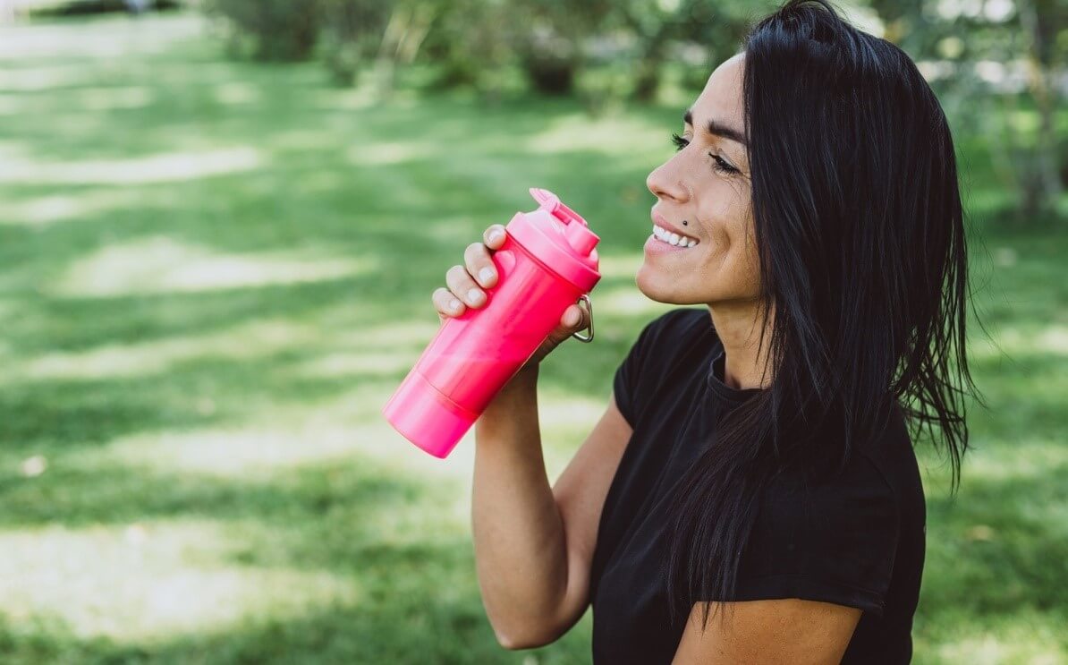 Woman drinking a shake