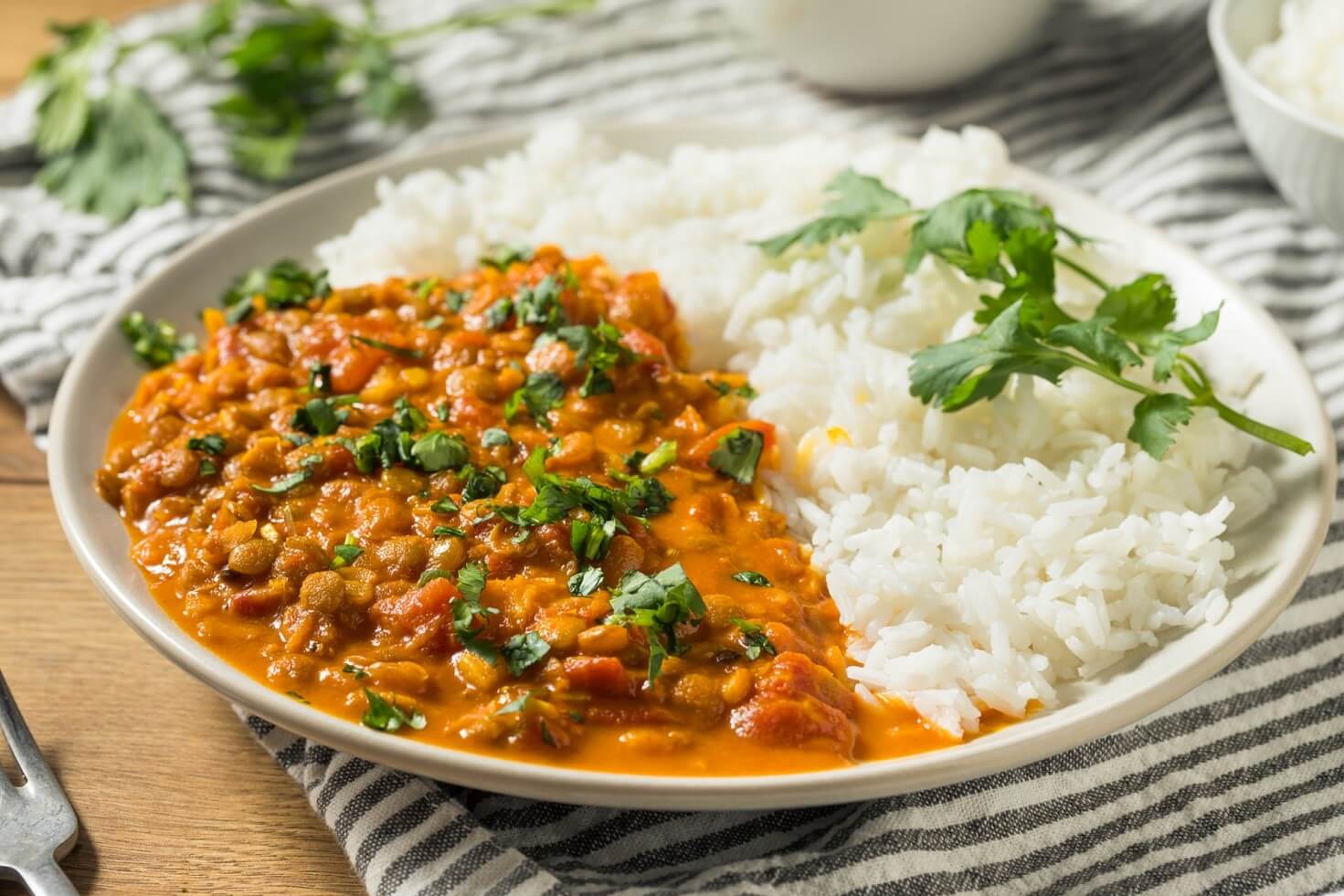 rice and beans on a dinner plate