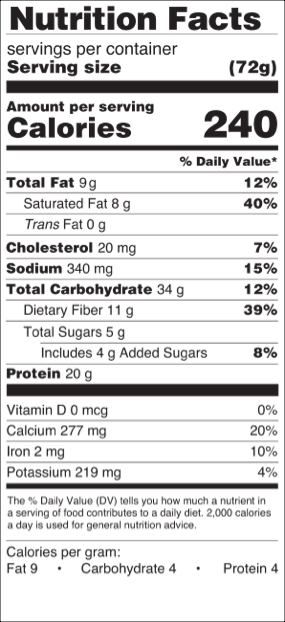 Break-the-Fast Sea Salt Caramel Chocolate Crisp Bar Ingredients Panel