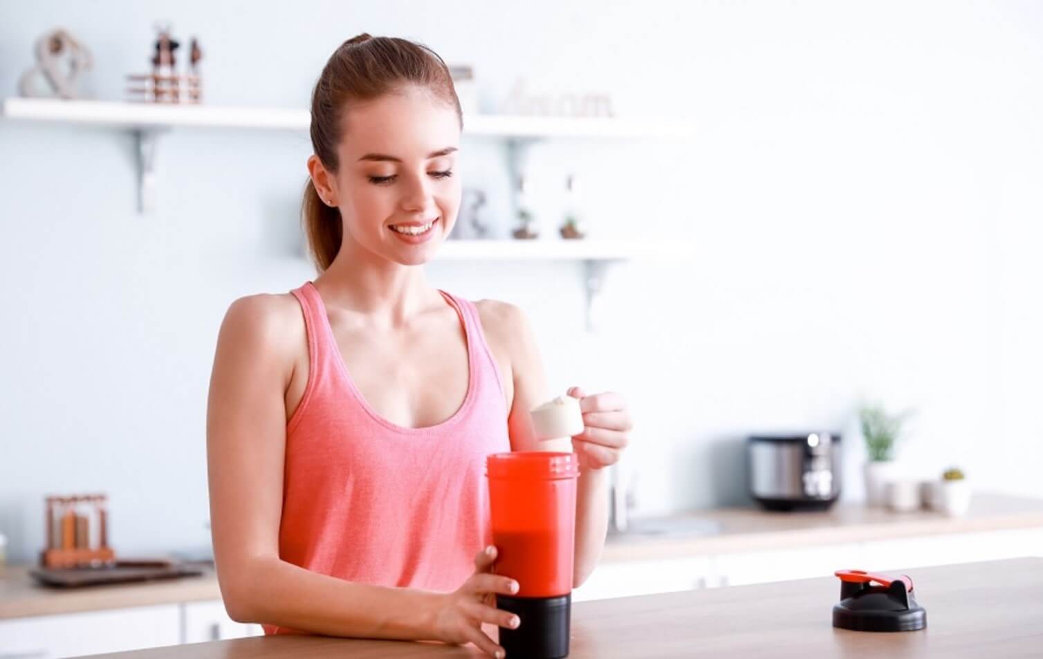 woman making shake