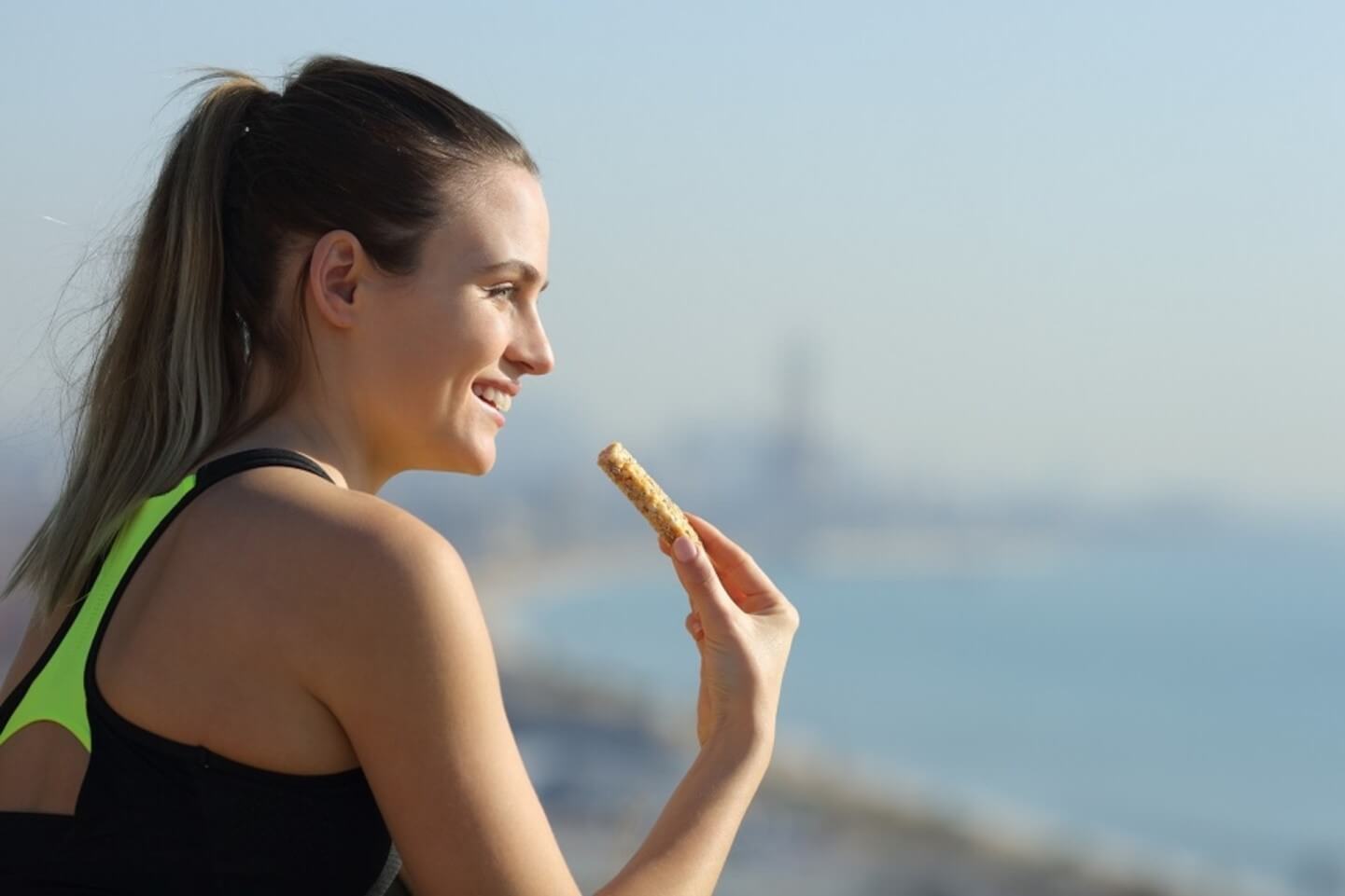 woman eating snack