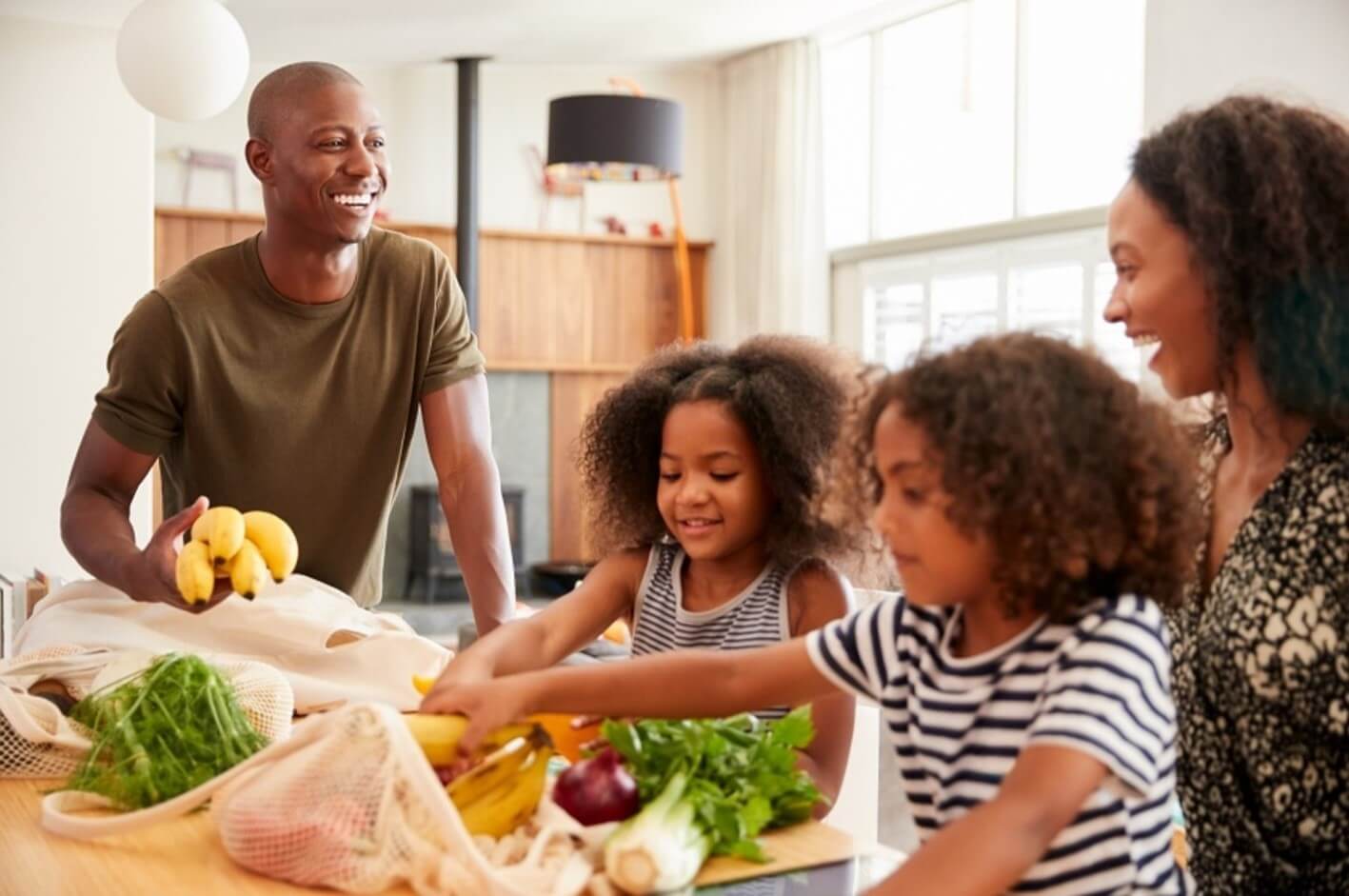 family with veggies