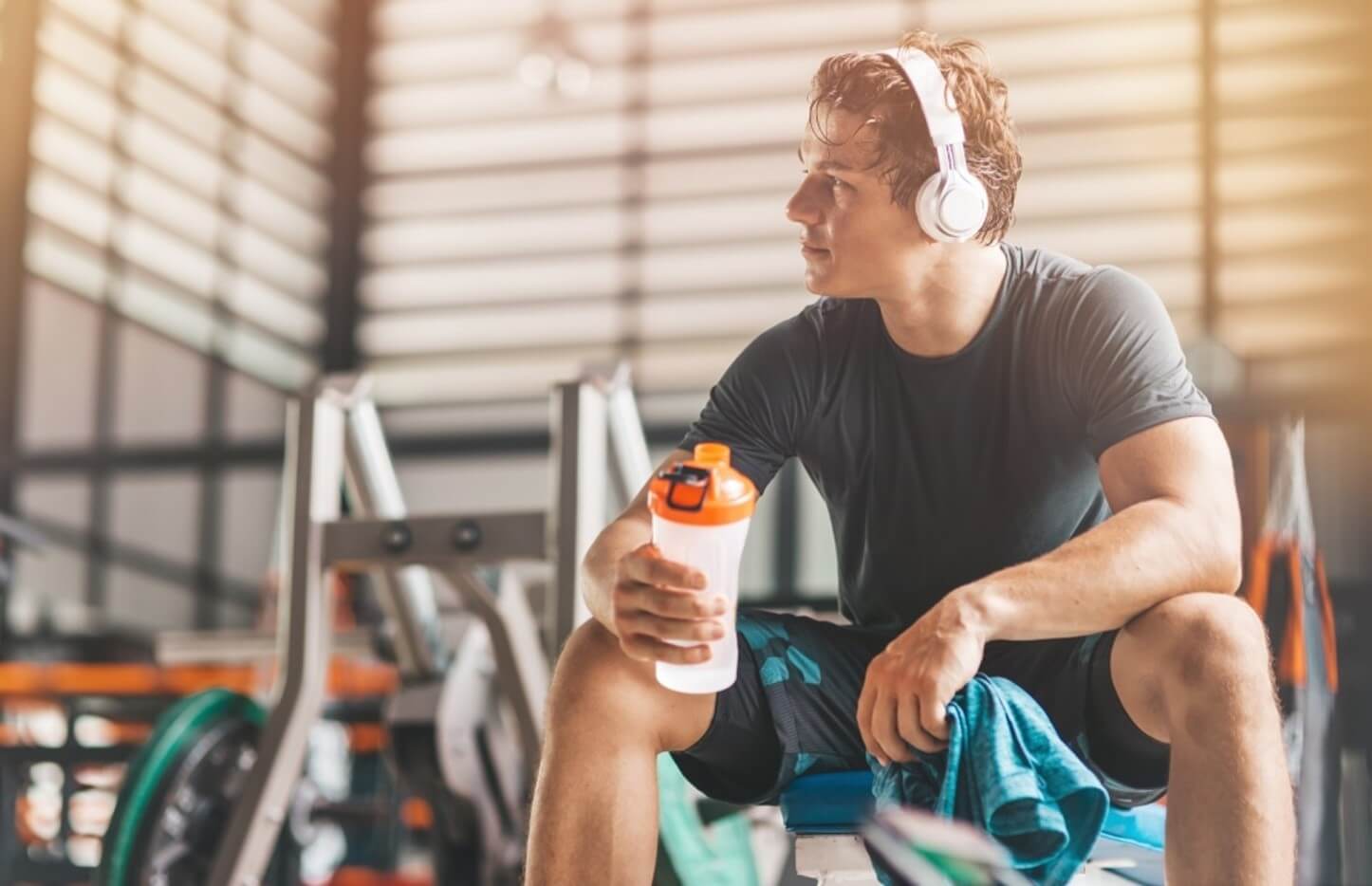 man drinking protein shake