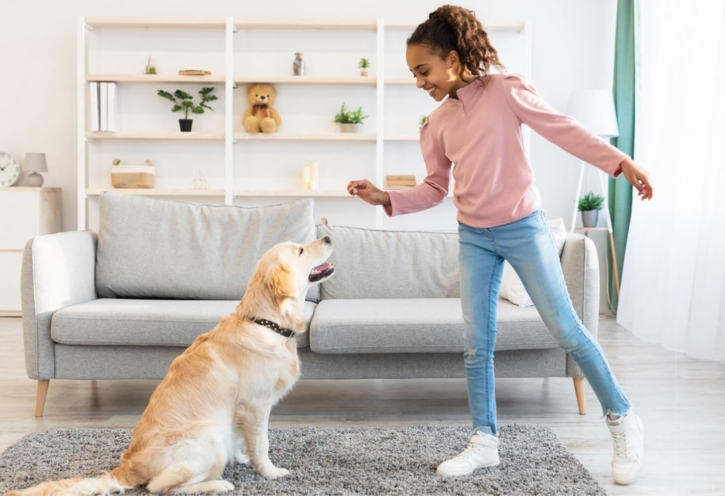 girl and a dog