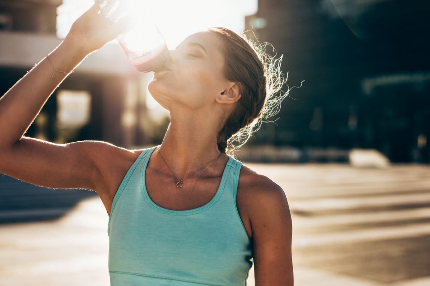 woman drinking water