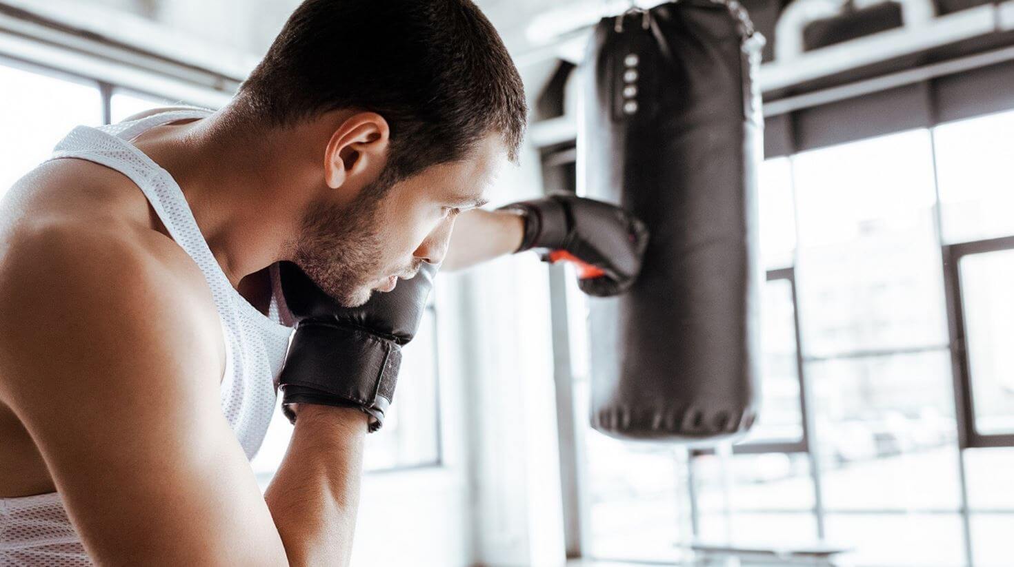 man punching bag