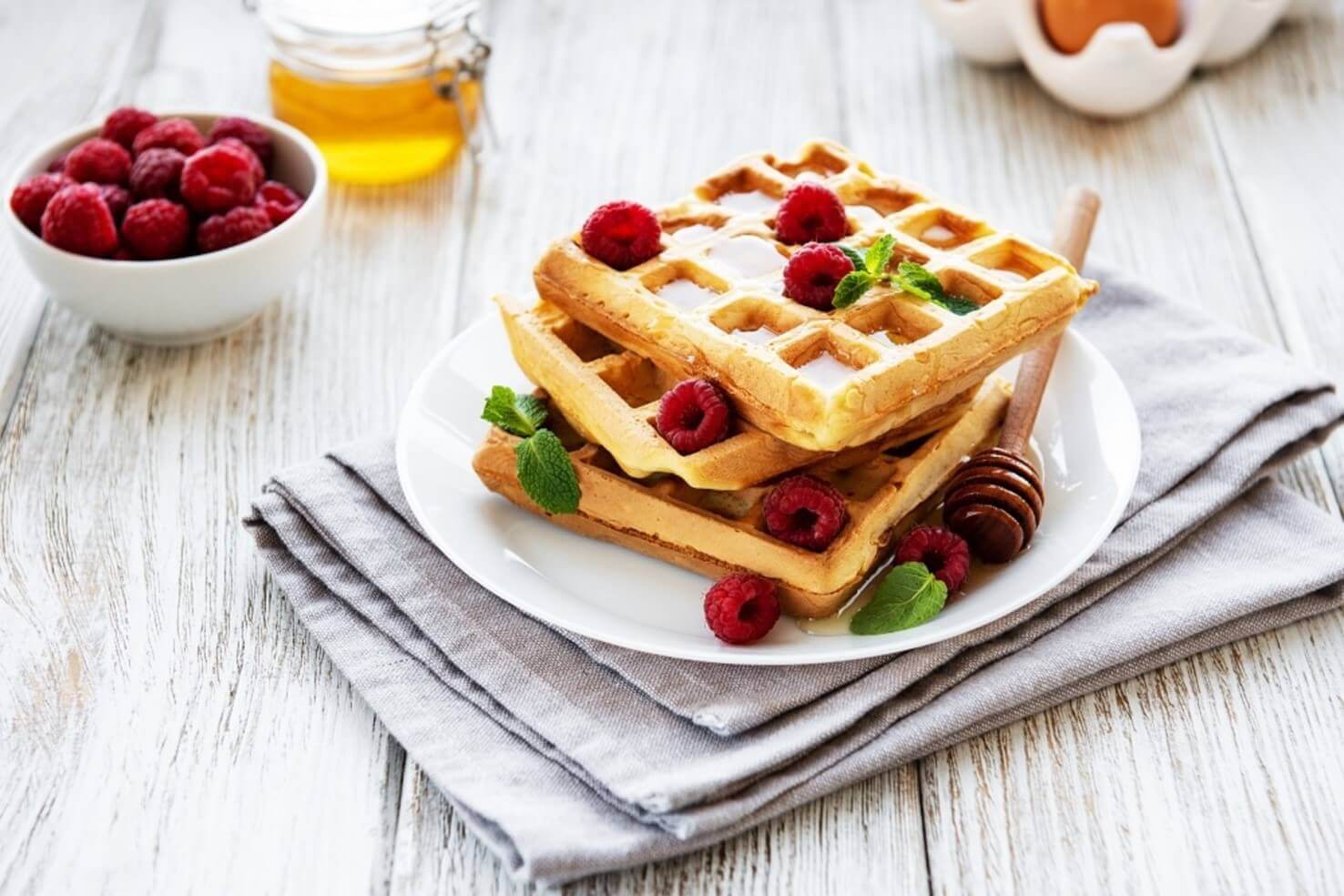 waffles and fruit