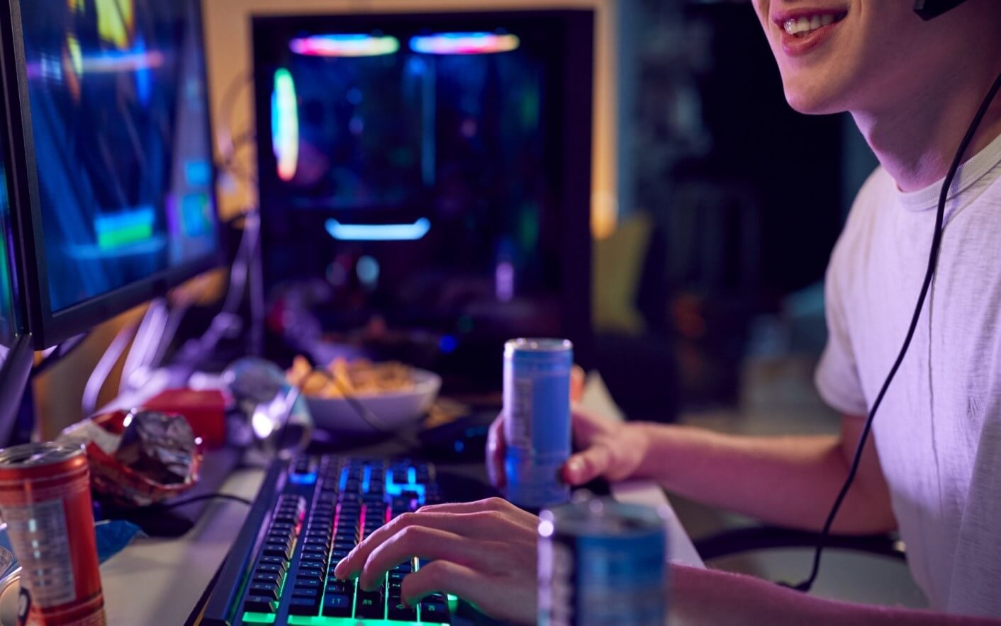 boy playing video games