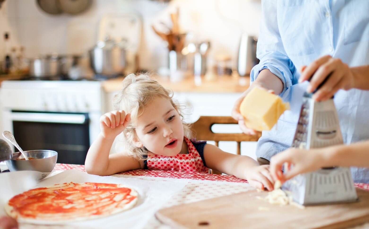 little girl with cheese