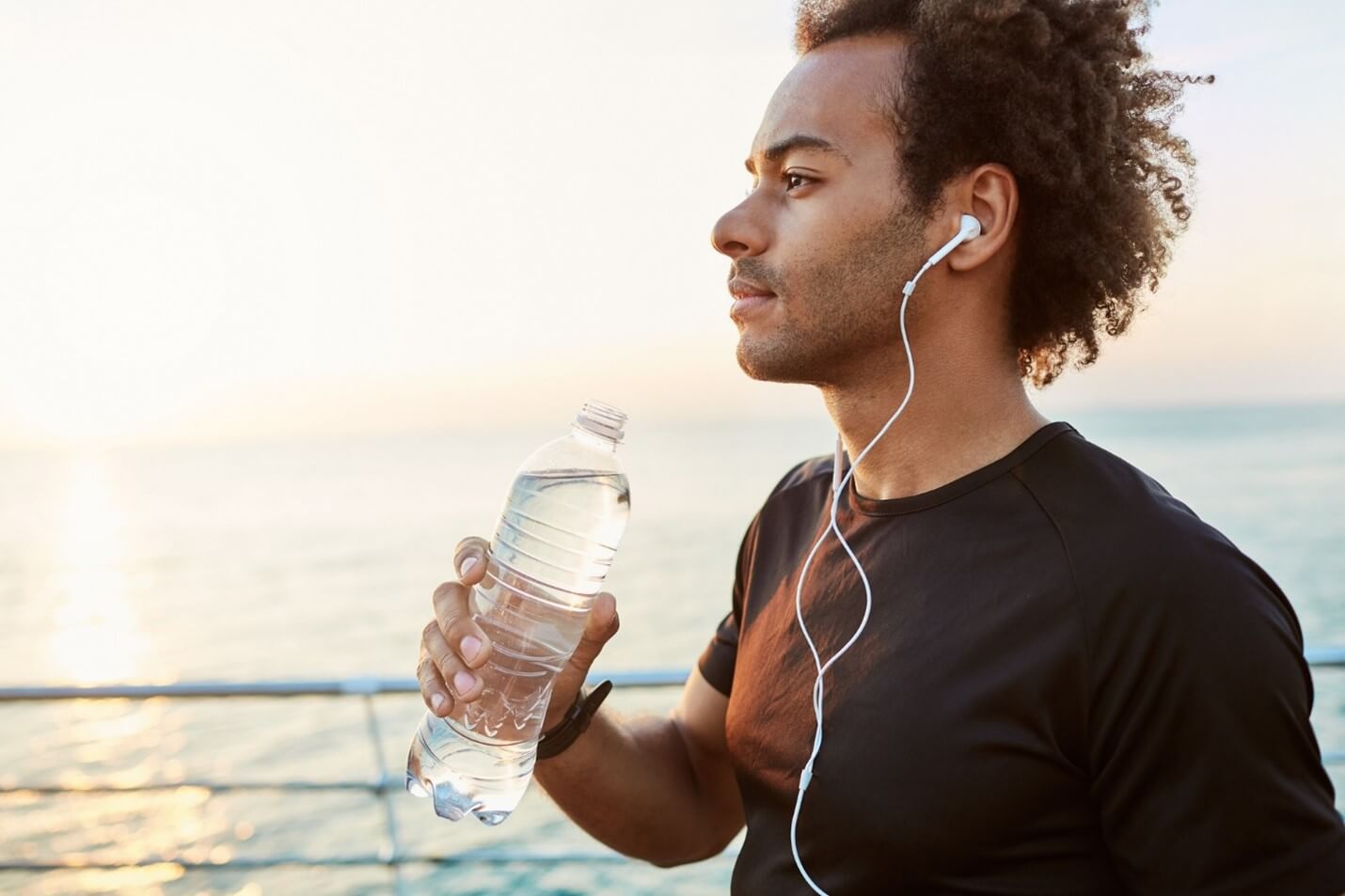 man drinking water