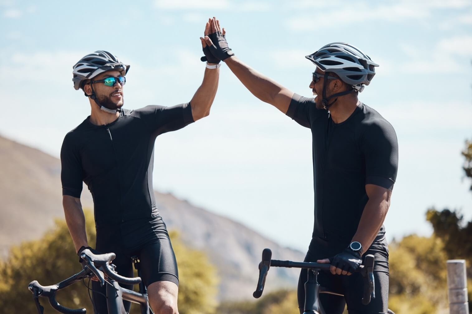 two men biking