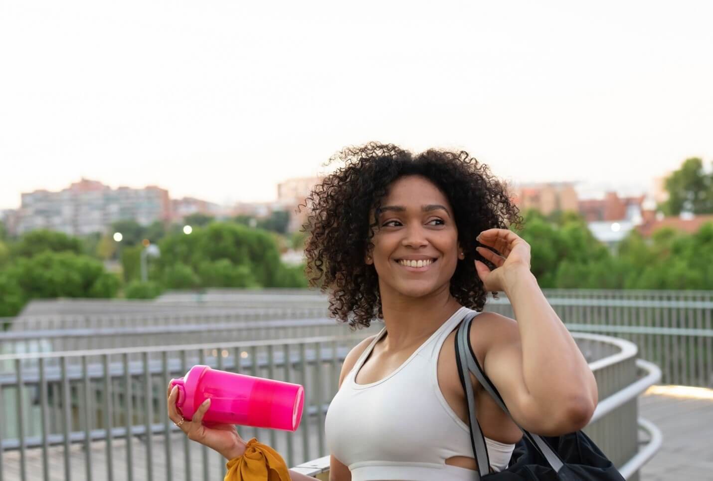 woman with shaker cup