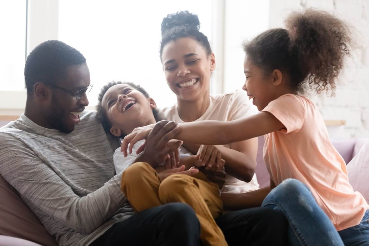 family on couch