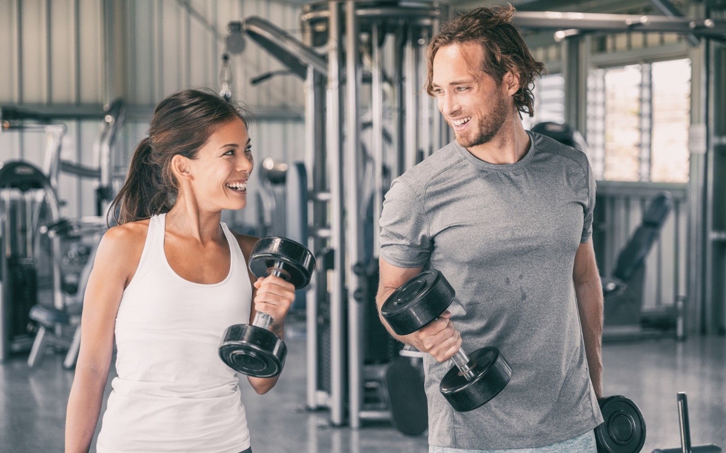 man and woman working out