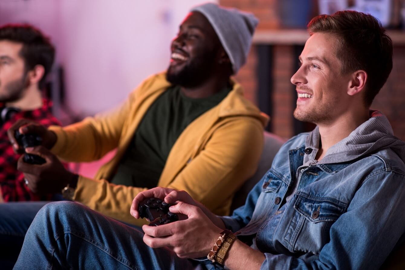 men playing video games