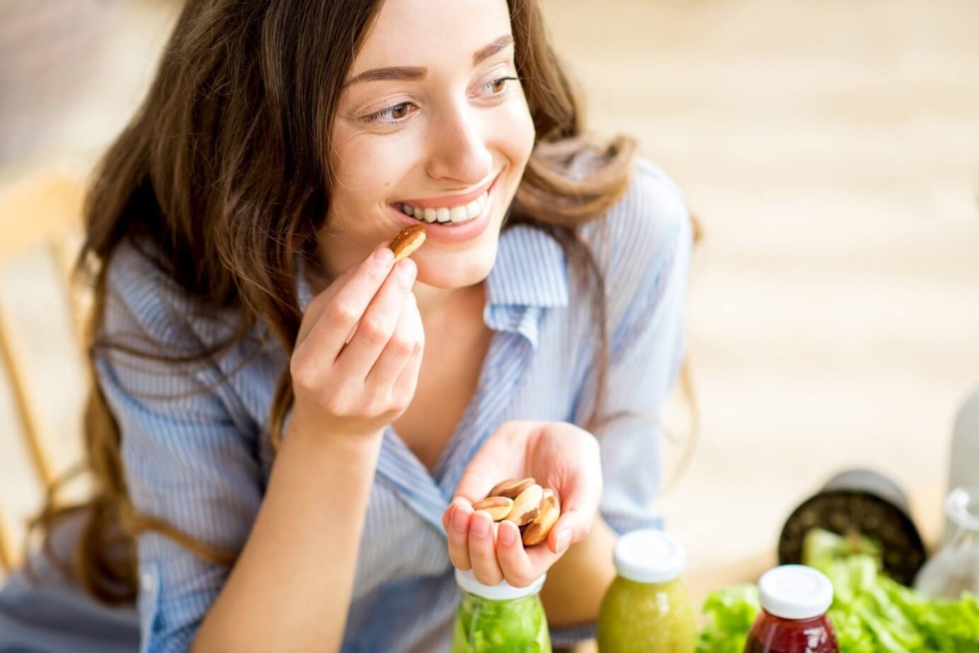 woman eating snack