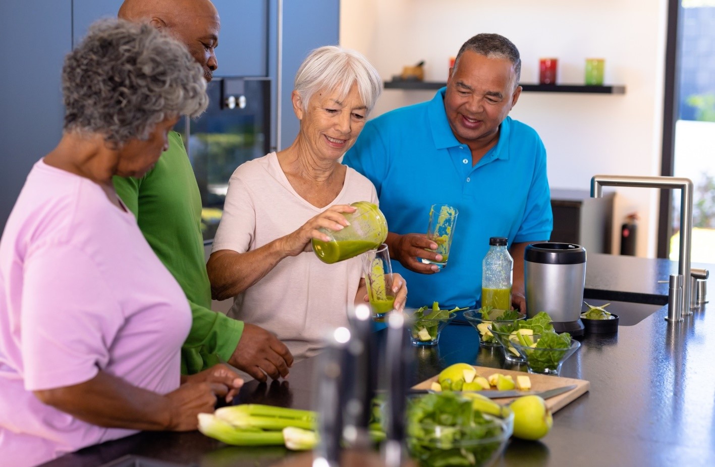 seniors making juice