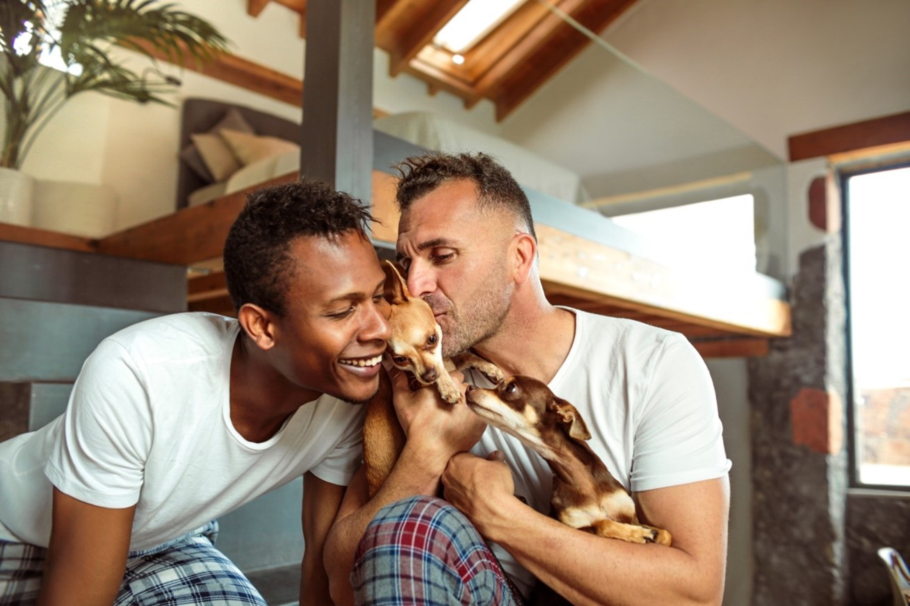 couple with dog