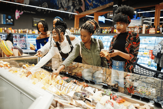 group of women buying food