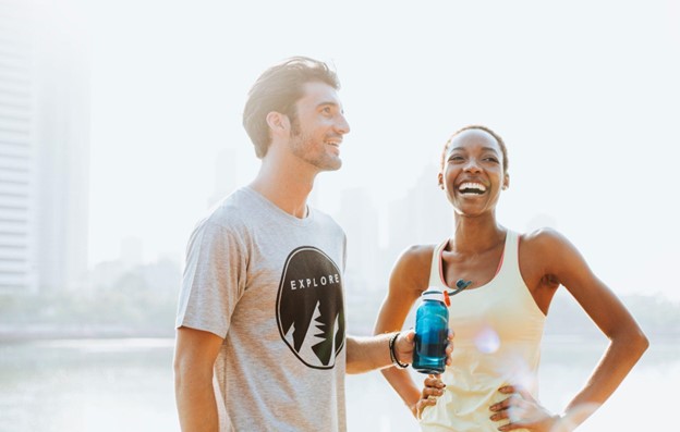 man and woman working out