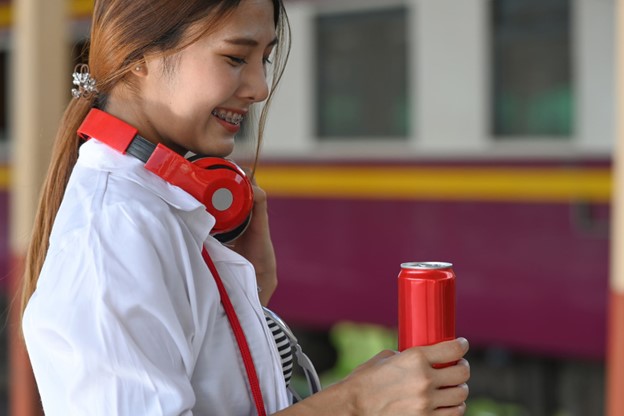 woman drinking beverage