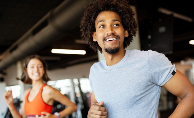man and woman working out