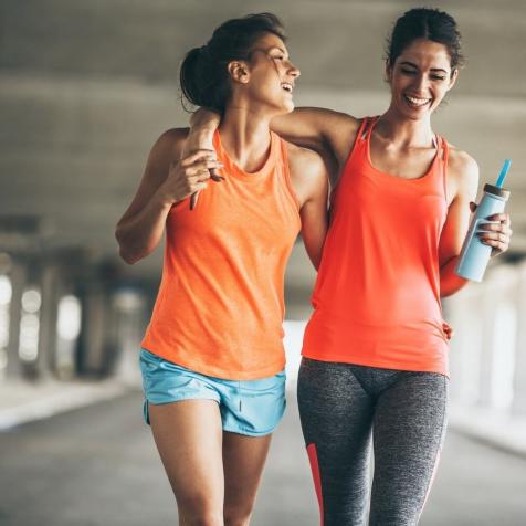 two women walking