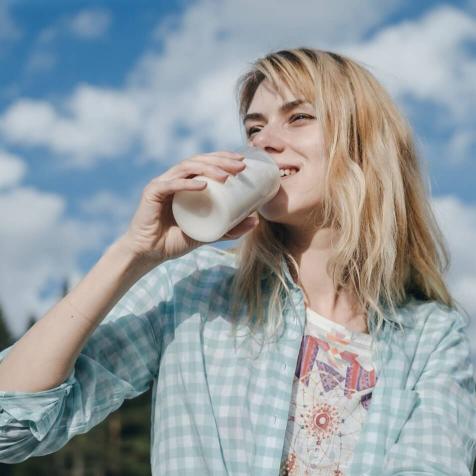 woman drinking milk
