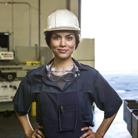 Woman standing in work building