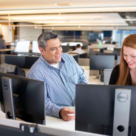 Man and woman at computer