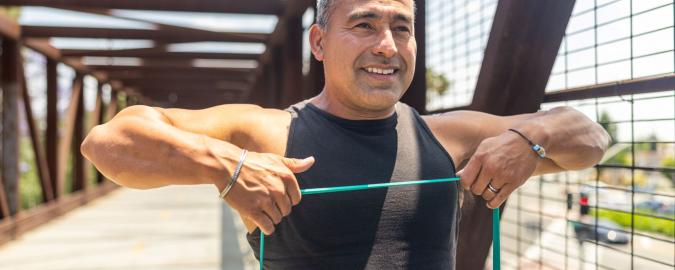 man stretching