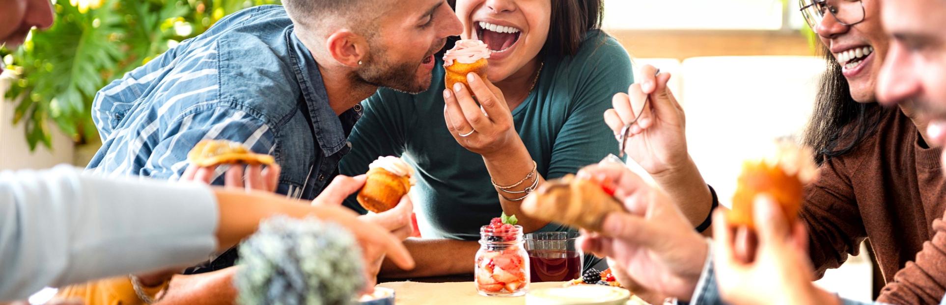 group eating bakery items