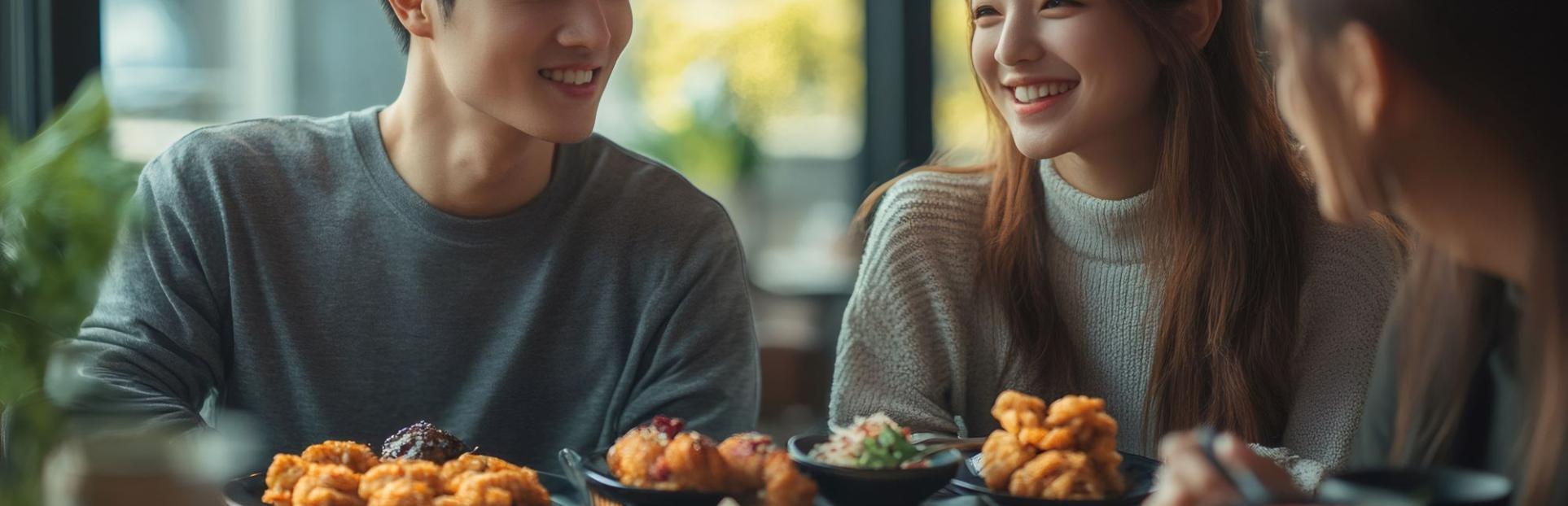 group of gen z eating