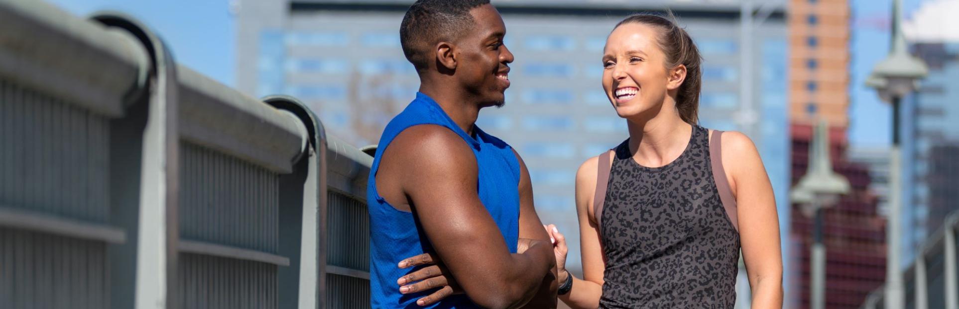 man and woman working out