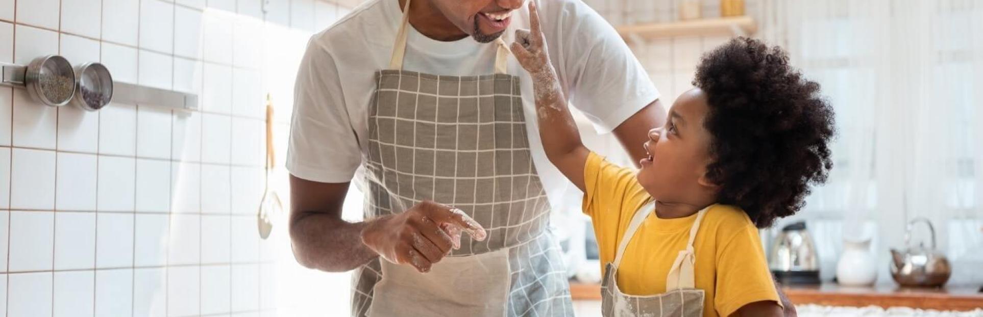 dad and son cooking