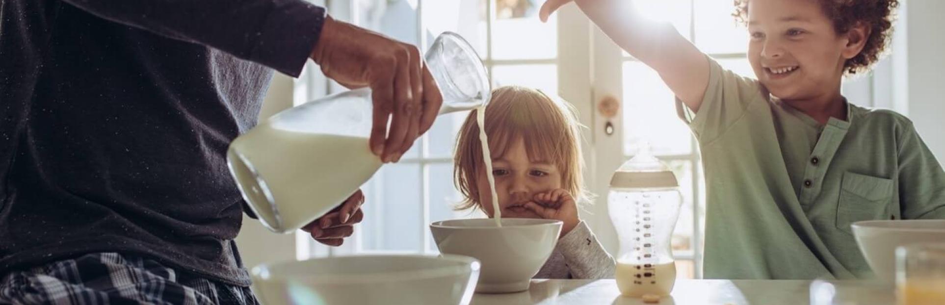 family eating cereal