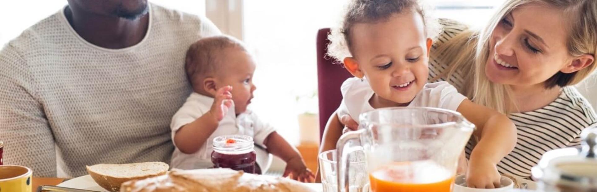 family eating breakfast