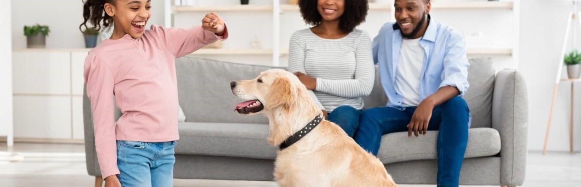 family with a dog