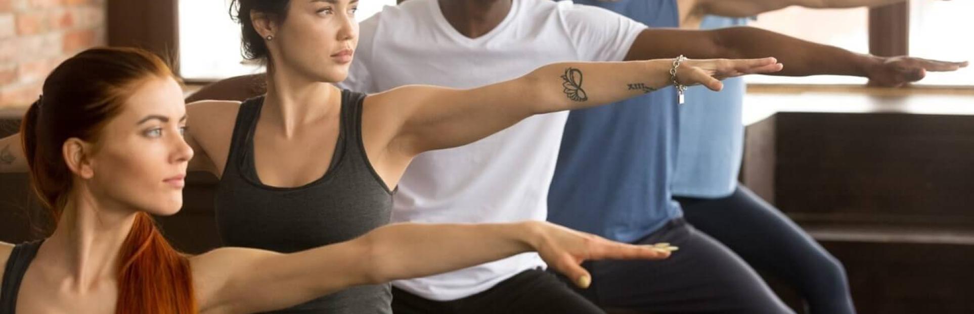 group doing yoga