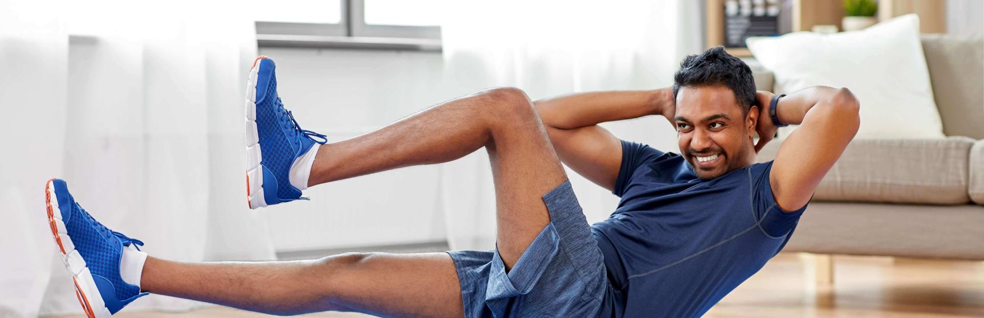 man working out at home