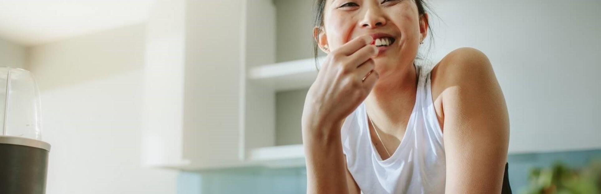 woman eating snack