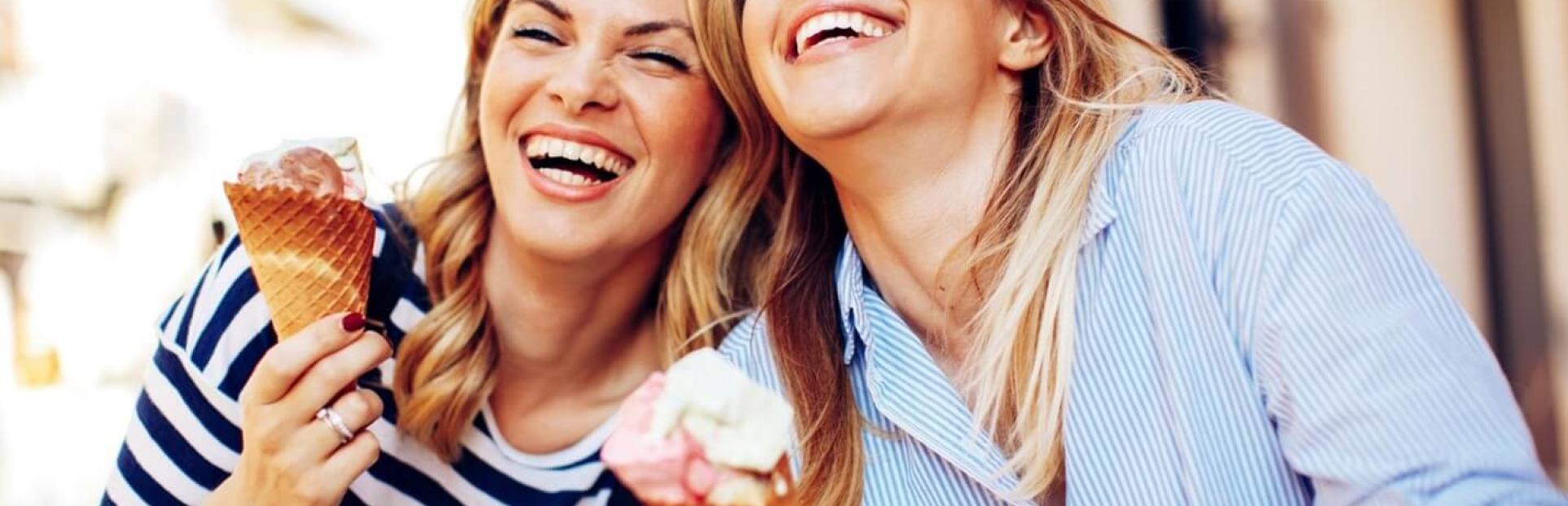 two girls eating ice cream