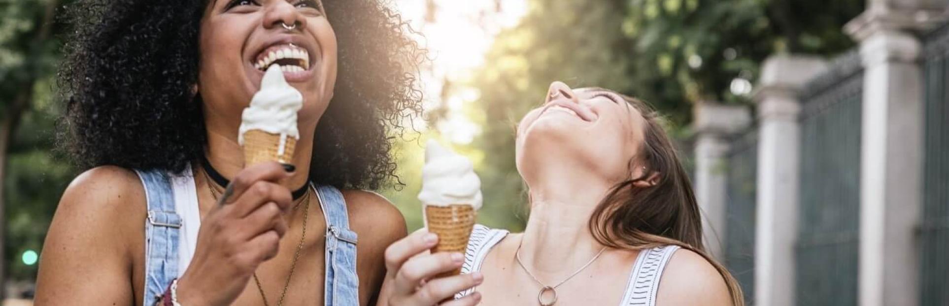 two girls eating ice cream