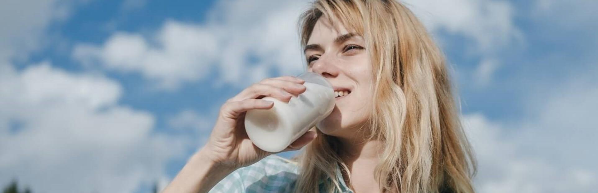 woman drinking milk