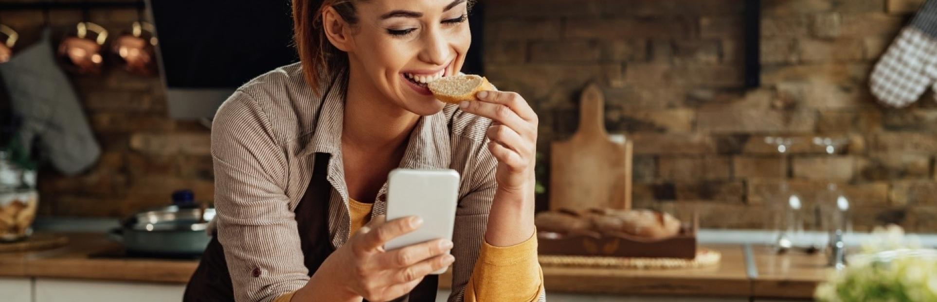 woman eating bread