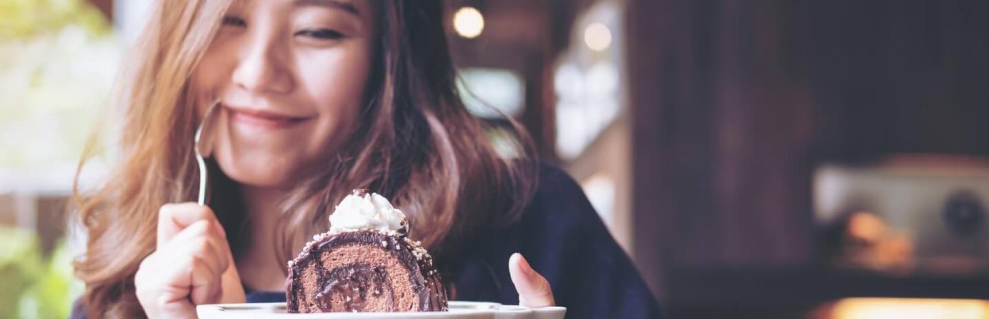 woman eating cake