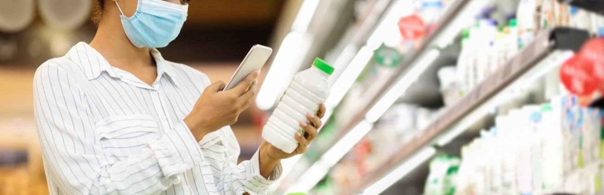 woman looking at milk