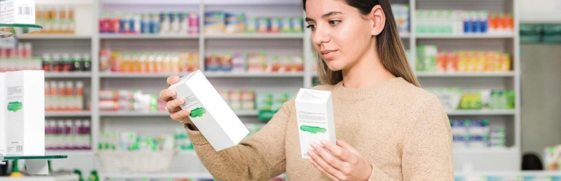 Woman looking at supplements in store