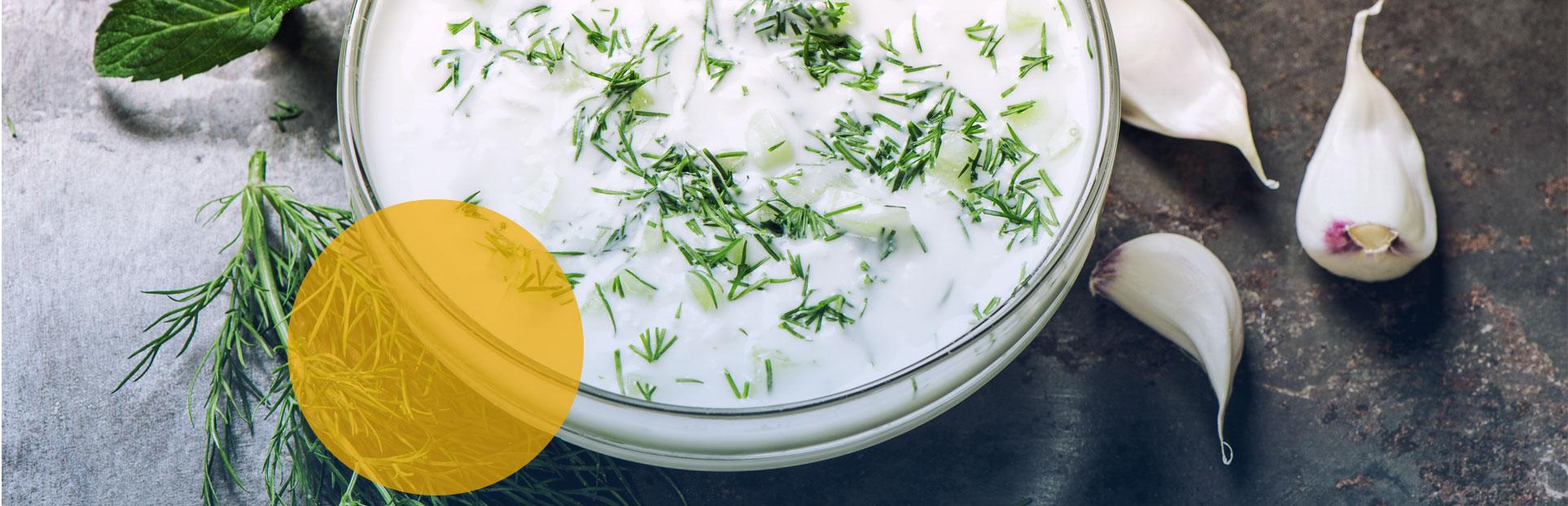 dressing and garlic cloves